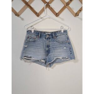 Zara Women's Denim Cutoff High Waisted Shorts - Size 10